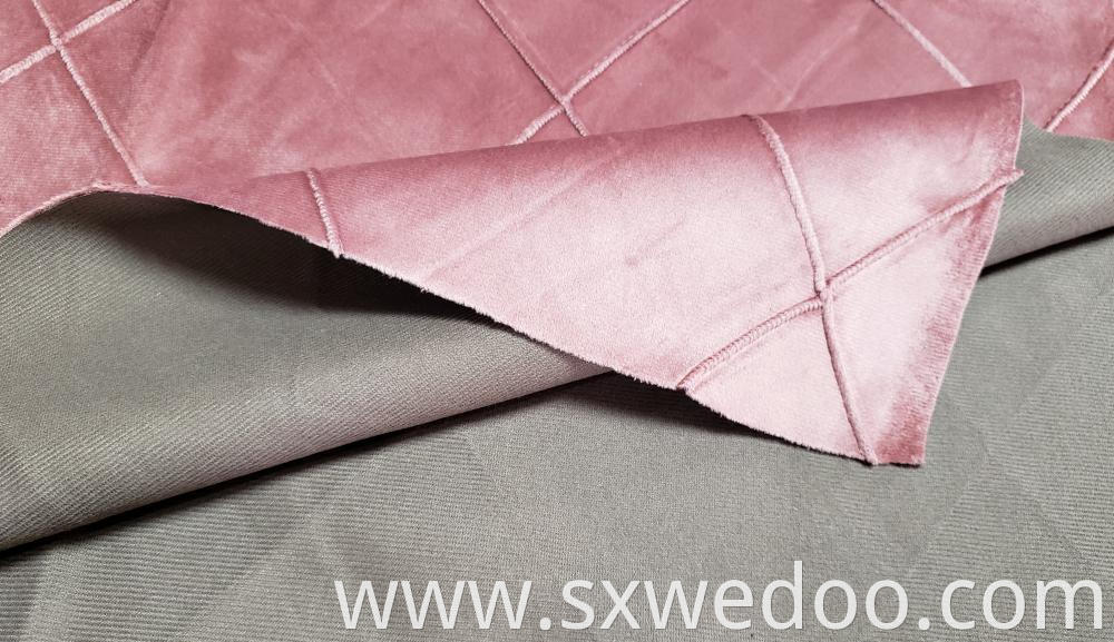 Pink Plaid Velvet Fabric